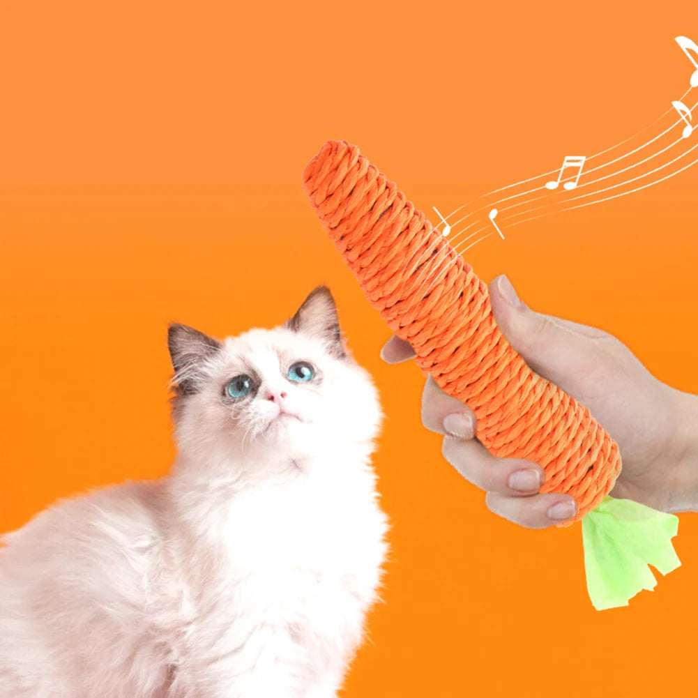 Interactive Cat Toy: Carrot-Shaped Paper Rope