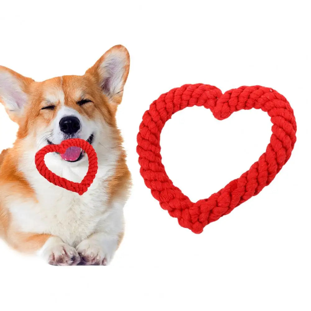 Interactive Dog Chew Toy: Heart-Shaped Cotton Rope
