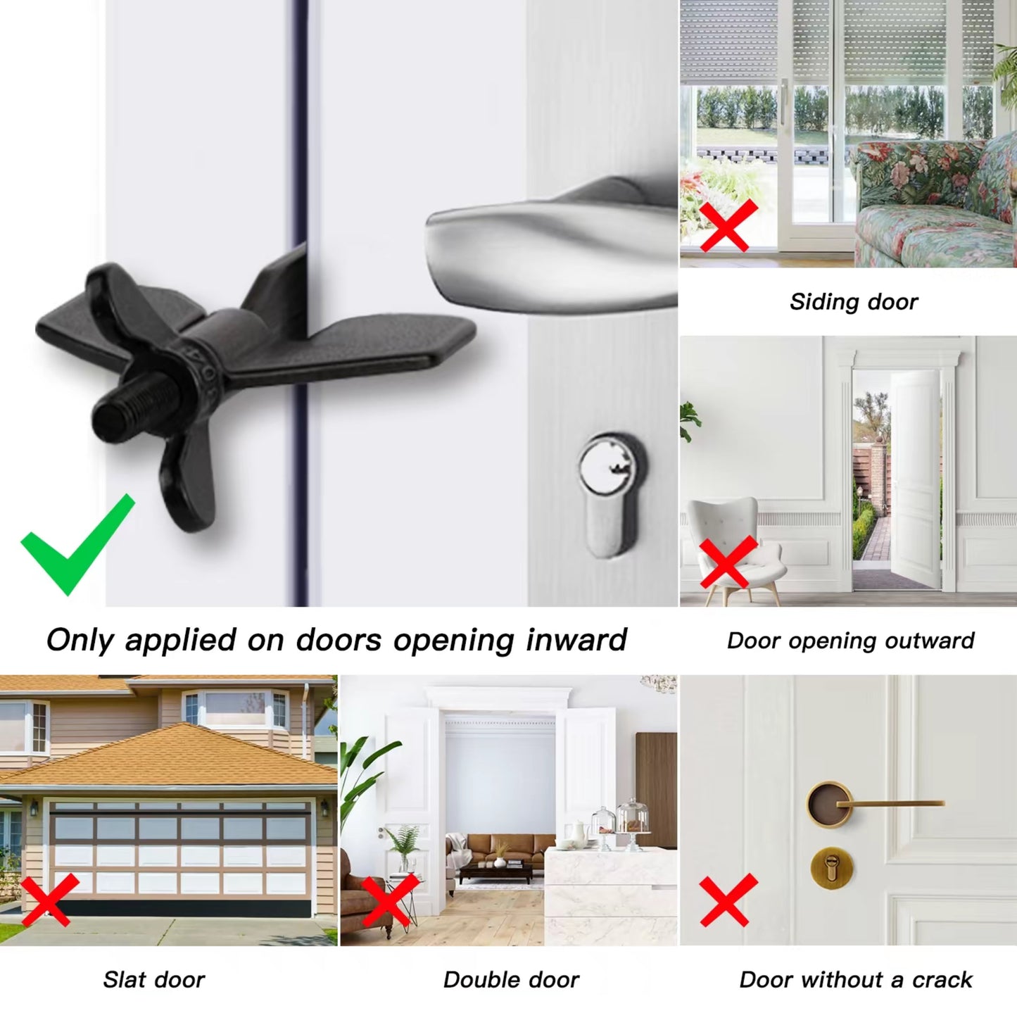 Black Portable Door Lock for Travelers -Extra Security Stainless Steel Mini Door Lock - Compact, Durable, and Easy to Install Hotel Door Lock - Enhance Your Privacy and Safety on the Go