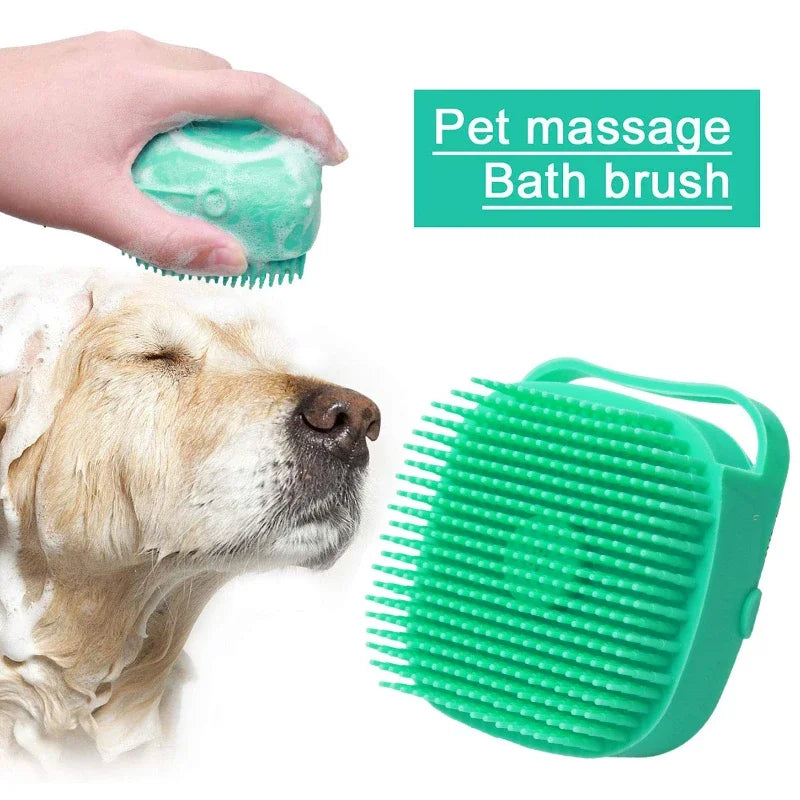 2-in-1 Dog & Cat Shampoo Brush: Gentle Massage & Detangling