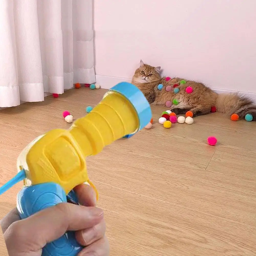 Interactive Cat Toy: Mini Shooting Gun and Stretch Ball