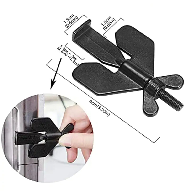 Black Portable Door Lock for Travelers -Extra Security Stainless Steel Mini Door Lock - Compact, Durable, and Easy to Install Hotel Door Lock - Enhance Your Privacy and Safety on the Go