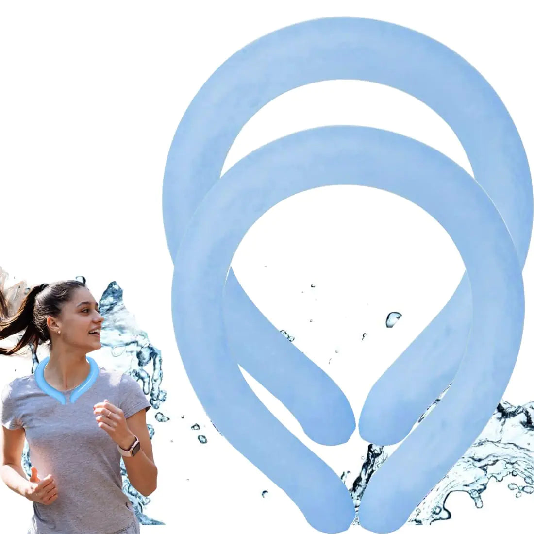 2PCS flexi freeze cooling collar.Neck Cooling Tube with Cold Insulated BagNeck Cooling WrapsReusable Ice Neck Ring Wearable Body Cooling Products for Summer Heat (Blue). flexi freeze cooling collar