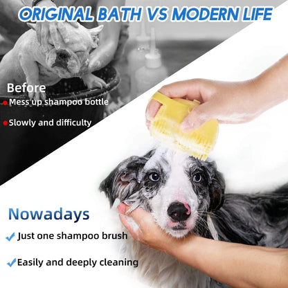 2-in-1 Dog & Cat Shampoo Brush: Gentle Massage & Detangling