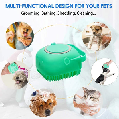 2-in-1 Dog & Cat Shampoo Brush: Gentle Massage & Detangling