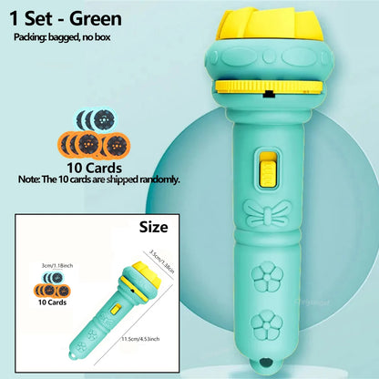 10 Cards Cartoon Projection Flashlight 80 Patterns Creative Children Flashlight Toy Projector Baby Toys Bedtime Story Book Toy