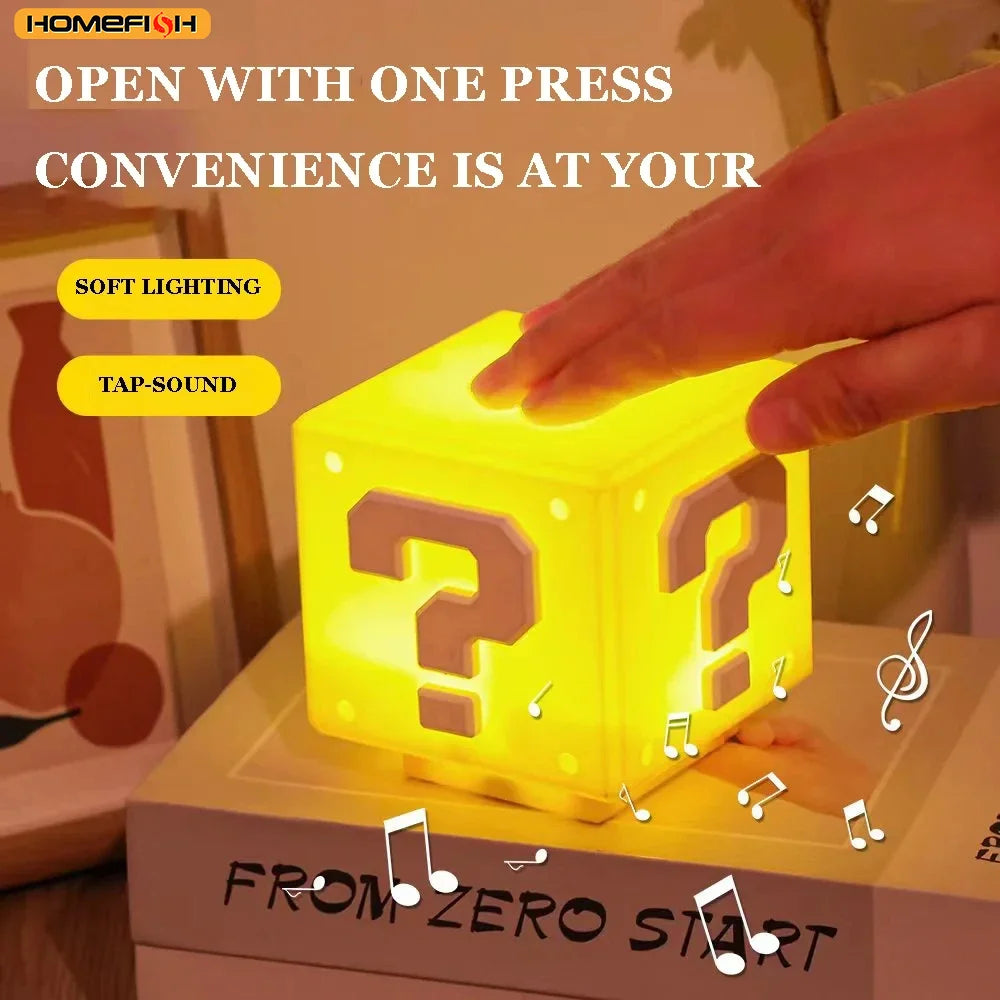 HOMEFISH LED Question Mark Night Light With Music Anime Peripheral Children's Bedroom Bedside Lamp USB Rechargeable Gift