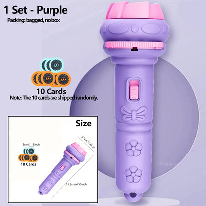 10 Cards Cartoon Projection Flashlight 80 Patterns Creative Children Flashlight Toy Projector Baby Toys Bedtime Story Book Toy